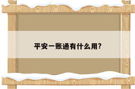 平安一账通有什么用?