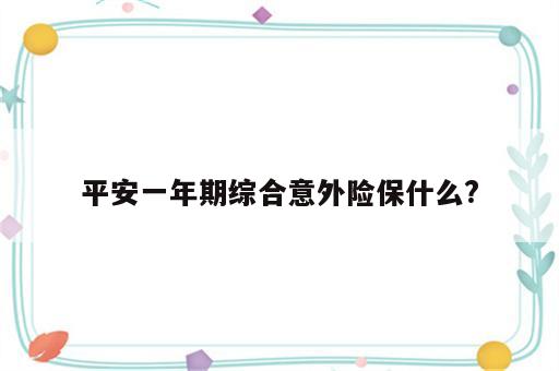 平安一年期综合意外险保什么?