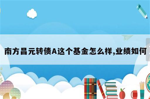 南方昌元转债A这个基金怎么样,业绩如何