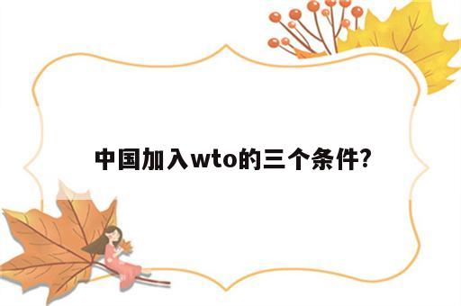 中国加入wto的三个条件?