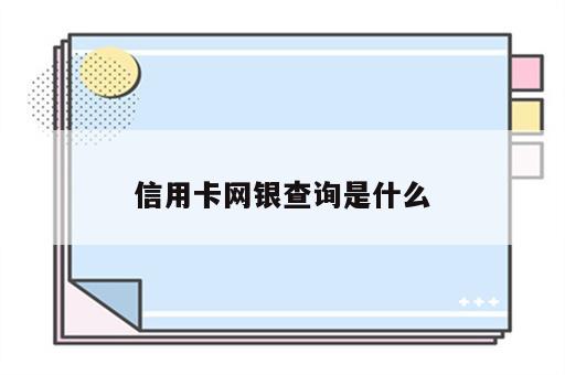 信用卡网银查询是什么