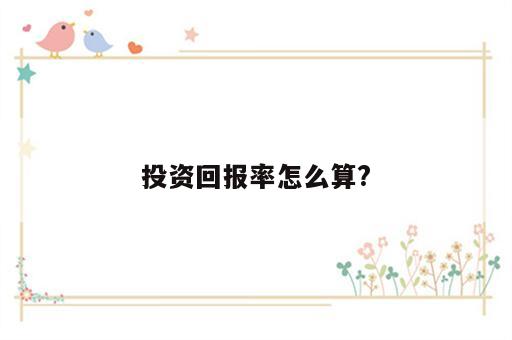 投资回报率怎么算?