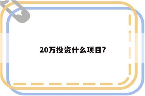 20万投资什么项目?