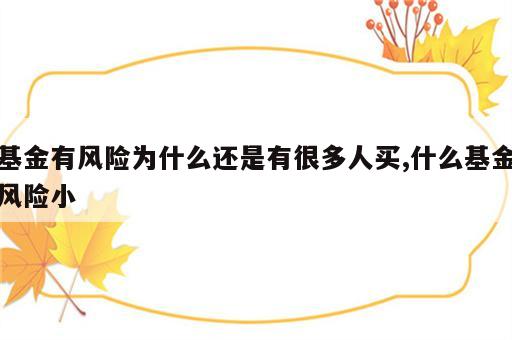 基金有风险为什么还是有很多人买,什么基金风险小