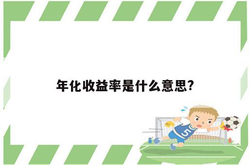 年化收益率是什么意思?