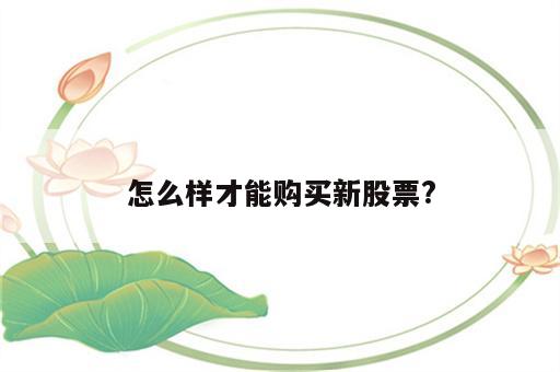 怎么样才能购买新股票?