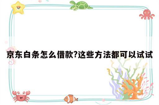 京东白条怎么借款?这些方法都可以试试