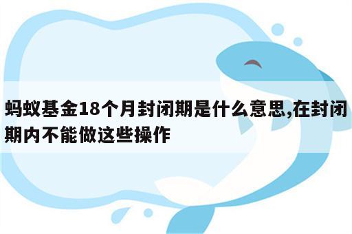 蚂蚁基金18个月封闭期是什么意思,在封闭期内不能做这些操作