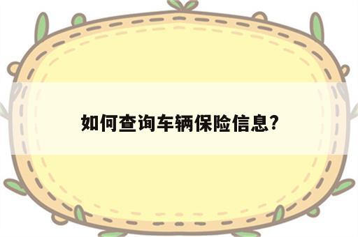 如何查询车辆保险信息?