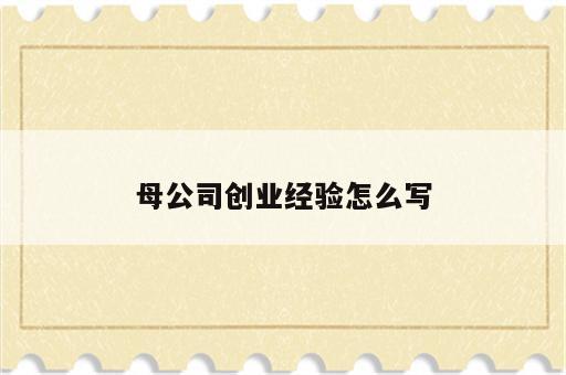 母公司创业经验怎么写