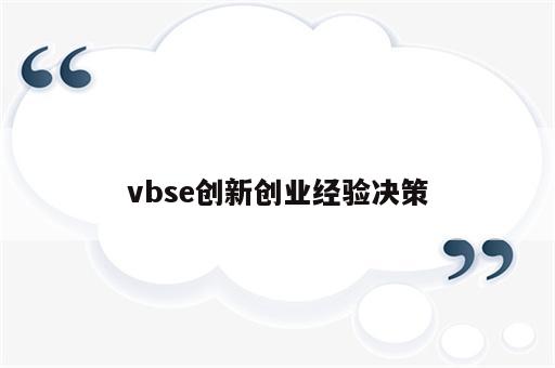 vbse创新创业经验决策