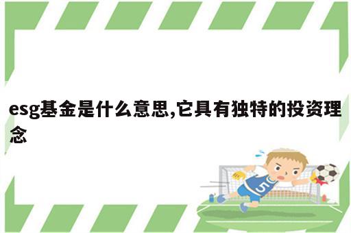 esg基金是什么意思,它具有独特的投资理念