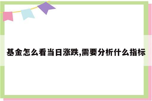 基金怎么看当日涨跌,需要分析什么指标