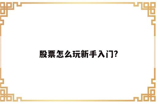 股票怎么玩新手入门?