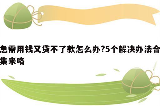 急需用钱又贷不了款怎么办?5个解决办法合集来咯