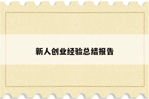 新人创业经验总结报告