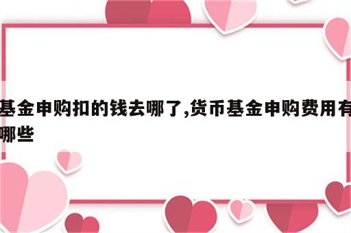 基金申购扣的钱去哪了,货币基金申购费用有哪些