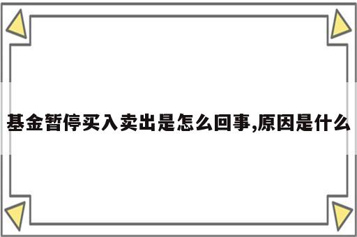 基金暂停买入卖出是怎么回事,原因是什么