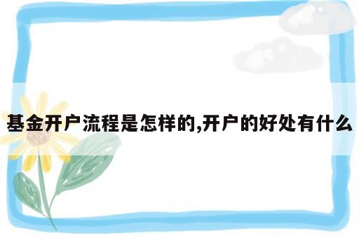 基金开户流程是怎样的,开户的好处有什么