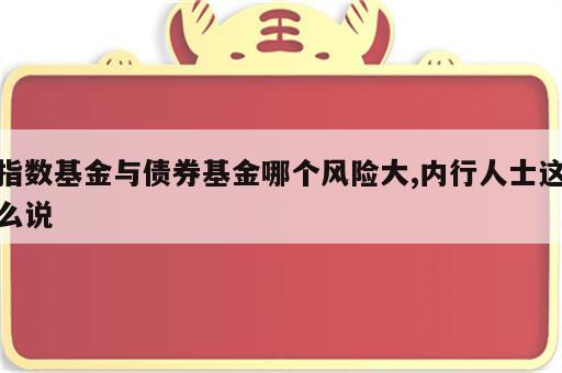 指数基金与债券基金哪个风险大,内行人士这么说