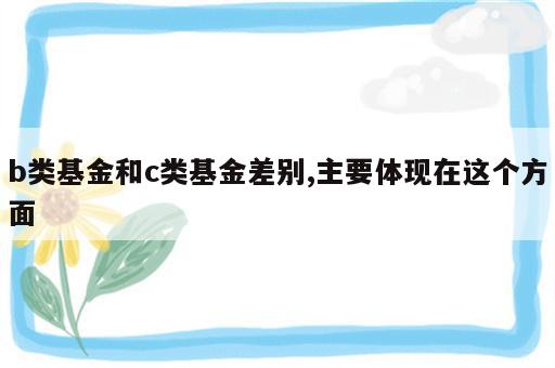 b类基金和c类基金差别,主要体现在这个方面