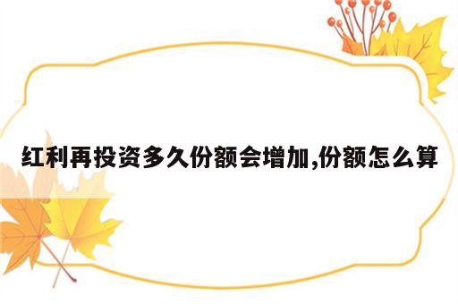 红利再投资多久份额会增加,份额怎么算