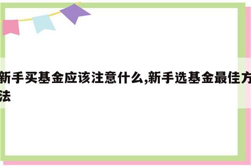 新手买基金应该注意什么,新手选基金最佳方法