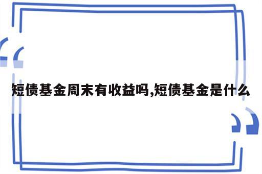 短债基金周末有收益吗,短债基金是什么