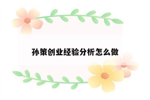 孙策创业经验分析怎么做