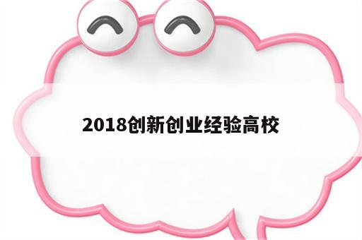 2018创新创业经验高校